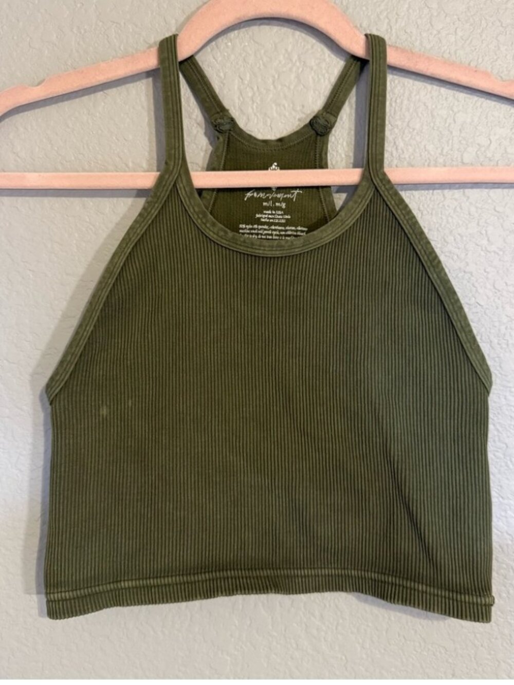 Green Ribbed Crop Top. Size M/L. So cute ☺️